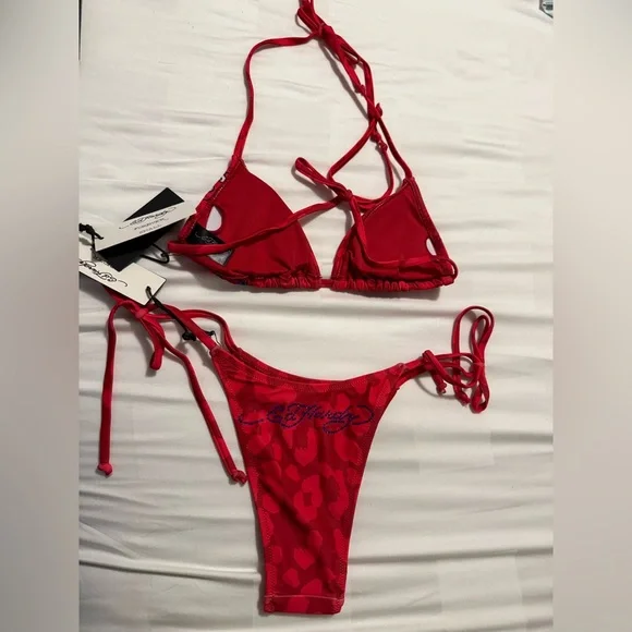 Ed Hardy Vibrant Red Bikini with Tattoo Design - Picture 2 of 3